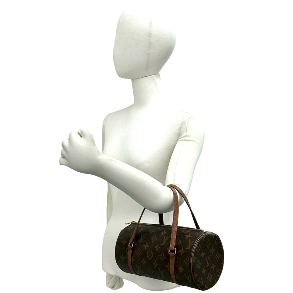 LOUIS VUITTON Authentic Vintage Brown Monogram Leather Papillon 26 Boston Bag - Picture 2 of 9